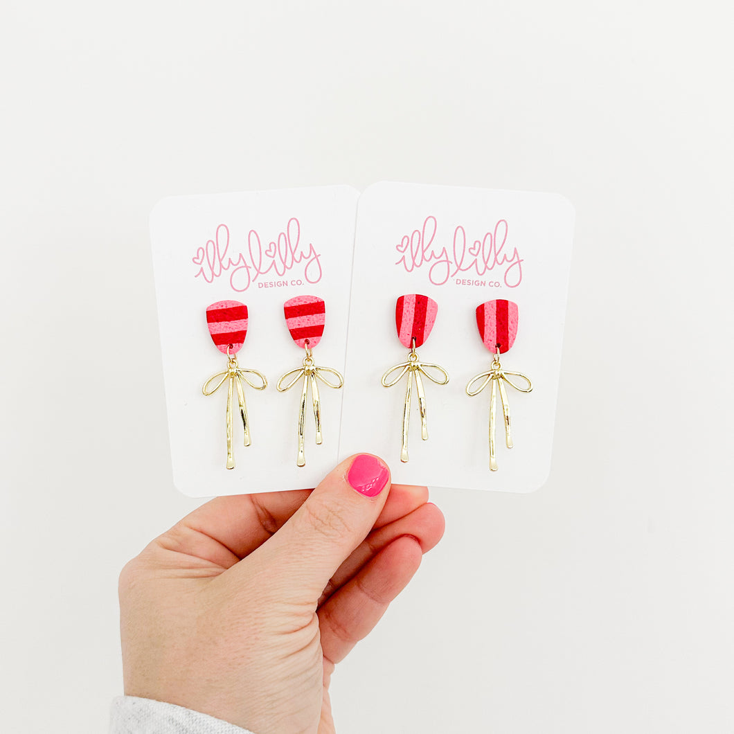 Pink and Red Put a Bow On It Earrings