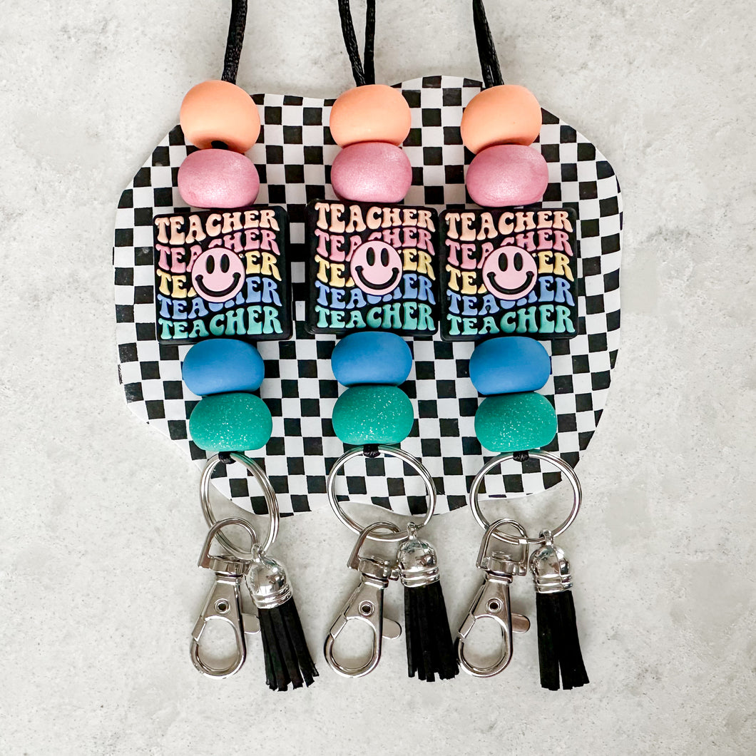 Groovy Teacher Smiley Lanyards