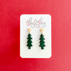 Cute Forest Green Tree Earrings