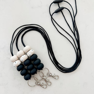 Black and Ivory Daisy Classics Lanyard
