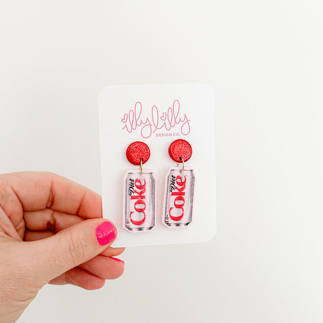 Pink Can Diet Coke Earrings