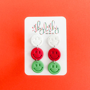 Red and Green Smiley Earrings