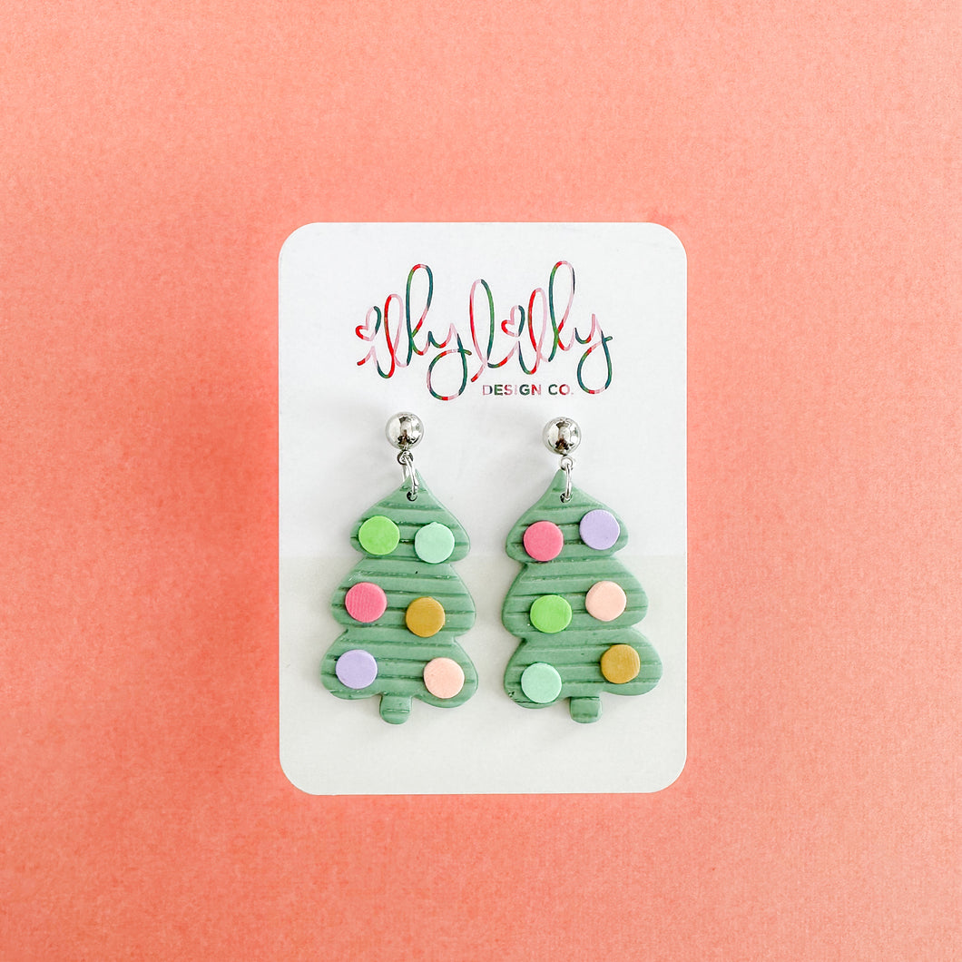 Color Dot Tree Earrings