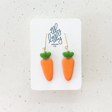 Glitter Carrot Statement Earrings