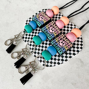 Groovy Teacher Smiley Lanyards