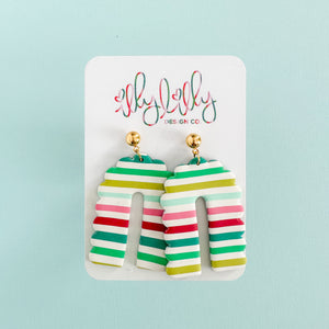 Holiday Stripe Statement Arch Earrings