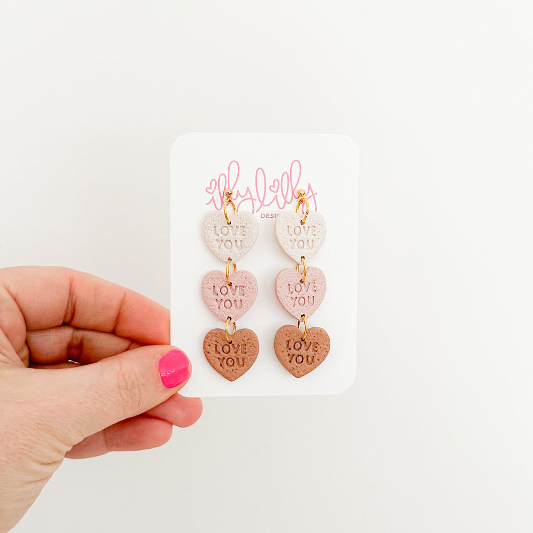 Love Heart Neutral Trio Earrings