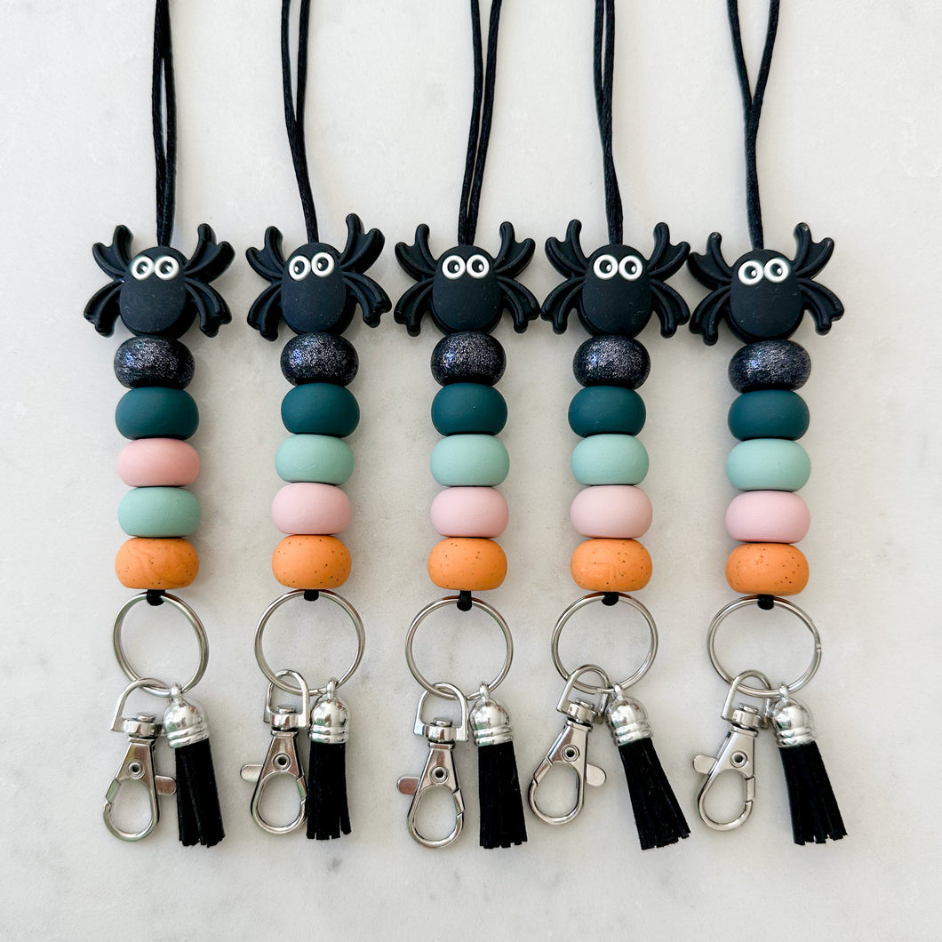 Itsy Bitsy Spider Lanyard (teal and orange)