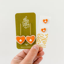 Load image into Gallery viewer, Pumpkin Pie Heart Earrings