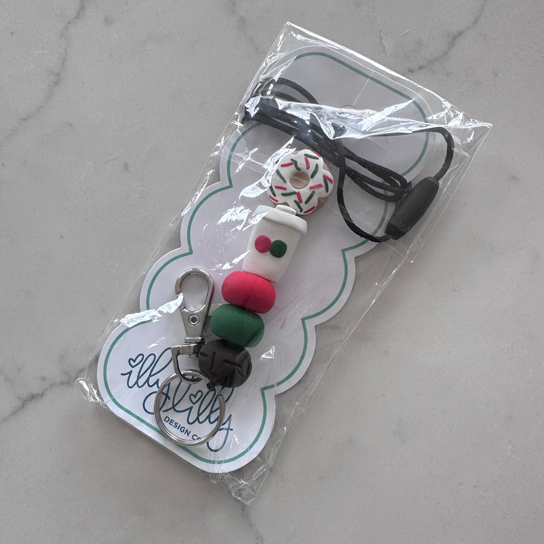 Holiday Donut and Coffee Lanyard