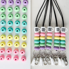 Load image into Gallery viewer, Coffee Teach Repeat Rainbow Lanyard