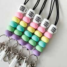 Load image into Gallery viewer, Coffee Teach Repeat Rainbow Lanyard