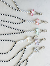 Load image into Gallery viewer, Black and White Pastel Bow TEACH Friendship Bracelet Full Beaded Lanyard