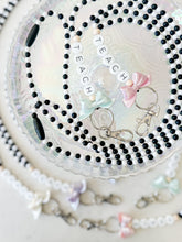 Load image into Gallery viewer, Black and White Pastel Bow TEACH Friendship Bracelet Full Beaded Lanyard