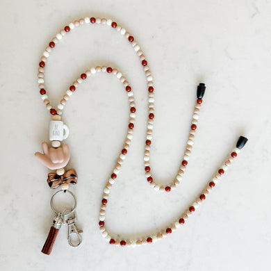 Kindness Counts Neutral Friendship Bracelet Full Beaded Lanyard