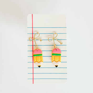 Mini Doodle Bow Pencil Earrings