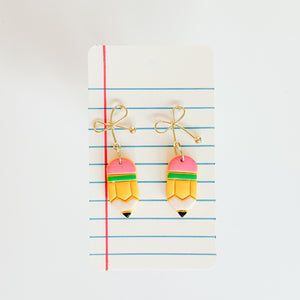 Mini Doodle Bow Pencil Earrings