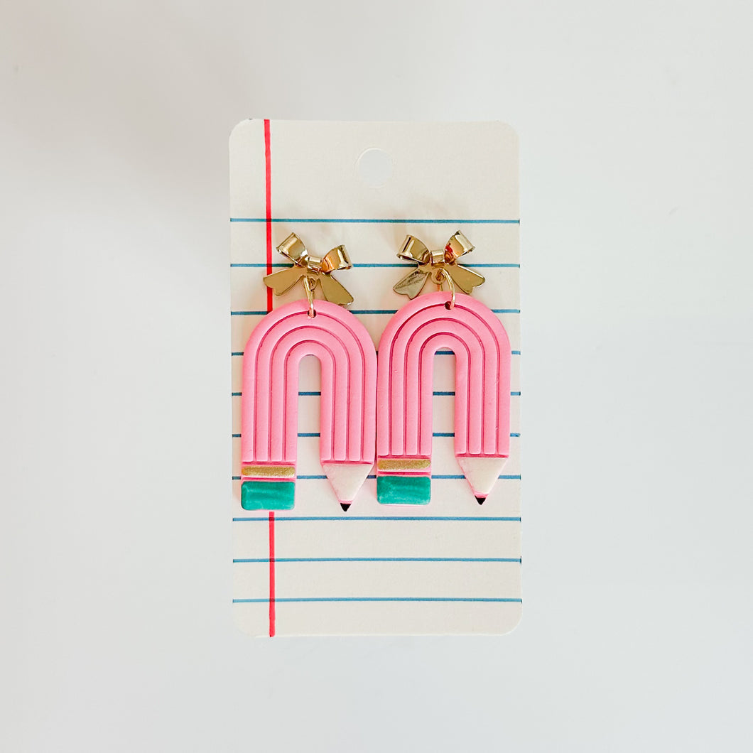 Pink Pencil Arch Earrings