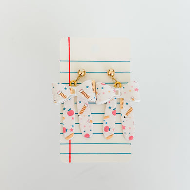 Mini Pencil Print 3D Bow Earrings