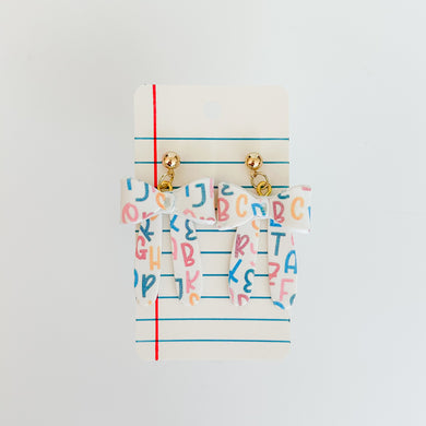 Letter Print 3D Bow Earrings