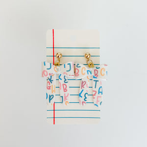 Letter Print 3D Bow Earrings
