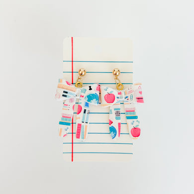 School Supply Print 3D Bow Earrings