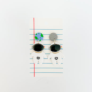 Earth and Moon Astronaut Earrings