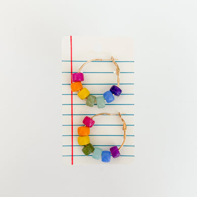 Beaded Rainbow Hoop Earrings