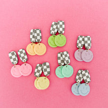 Load image into Gallery viewer, Pastel Checker Smiley Earrings