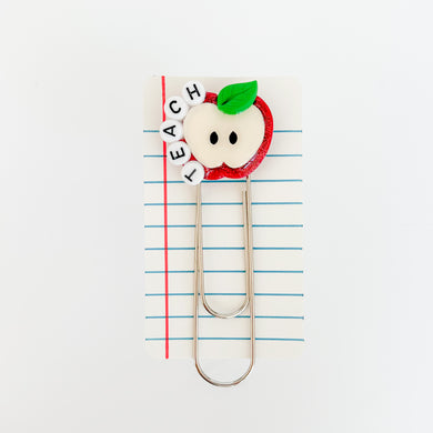 Glitter Apple “Teach” Clay Clip