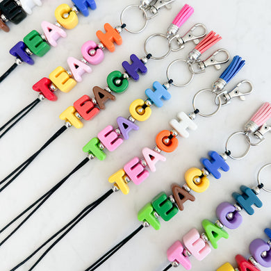 Acrylic TEACH Letter Bead Lanyard