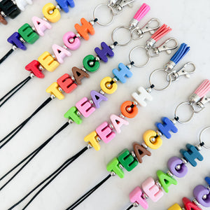 Acrylic TEACH Letter Bead Lanyard