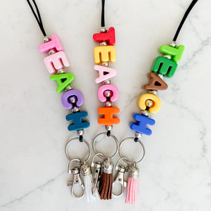Acrylic TEACH Letter Bead Lanyard