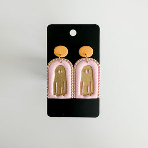Pink and Orange Ghostie Arch Earrings