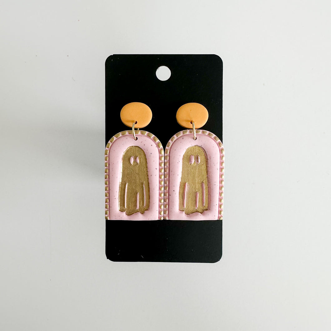 Pink and Orange Ghostie Arch Earrings