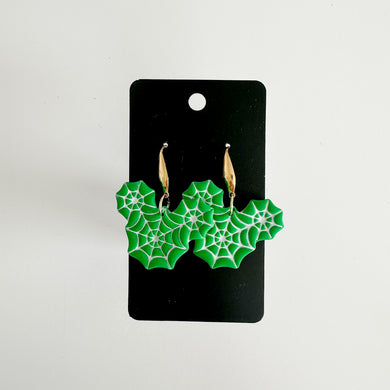 Green Mouse Web Earrings