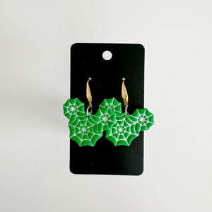 Green Mouse Web Earrings