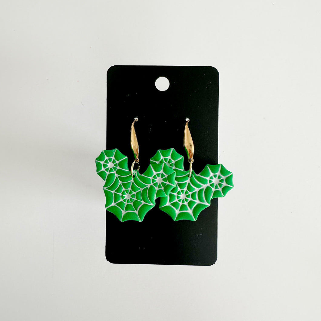 Green Mouse Web Earrings