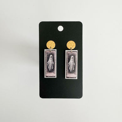 Spooky Stamp Rectangle Earrings (ghost)