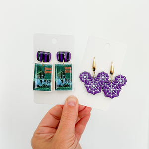 Purple Mouse Web Earrings