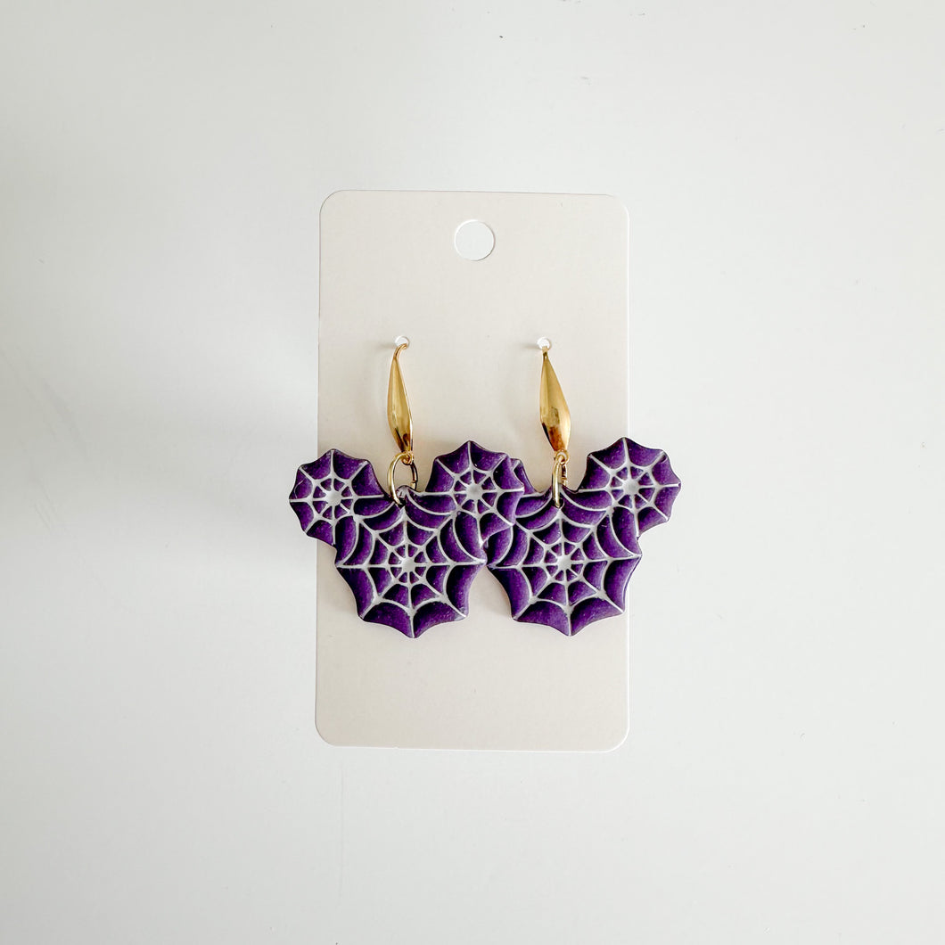 Purple Mouse Web Earrings