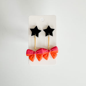 Two Tone Bow Drop Earrings