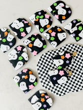 Load image into Gallery viewer, Black Ghost and Star Pattern Slab Earrings