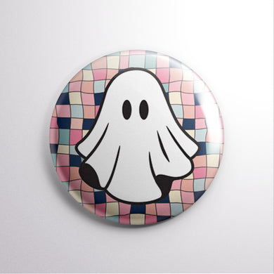 Checkered Ghostie 1” Button