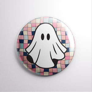 Checkered Ghostie 1” Button