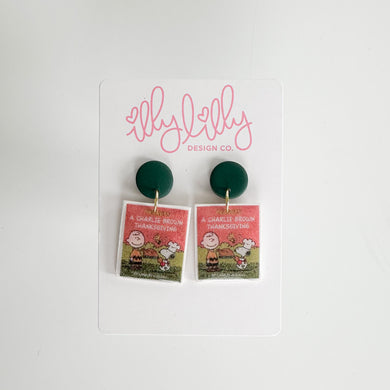 A Charlie Brown Thanksgiving Mini Book Earrings
