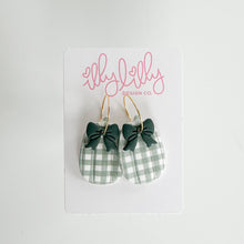 Load image into Gallery viewer, Green Plaid Pumpkin Hoop Earrings