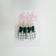 Load image into Gallery viewer, Green Plaid Pumpkin Hoop Earrings