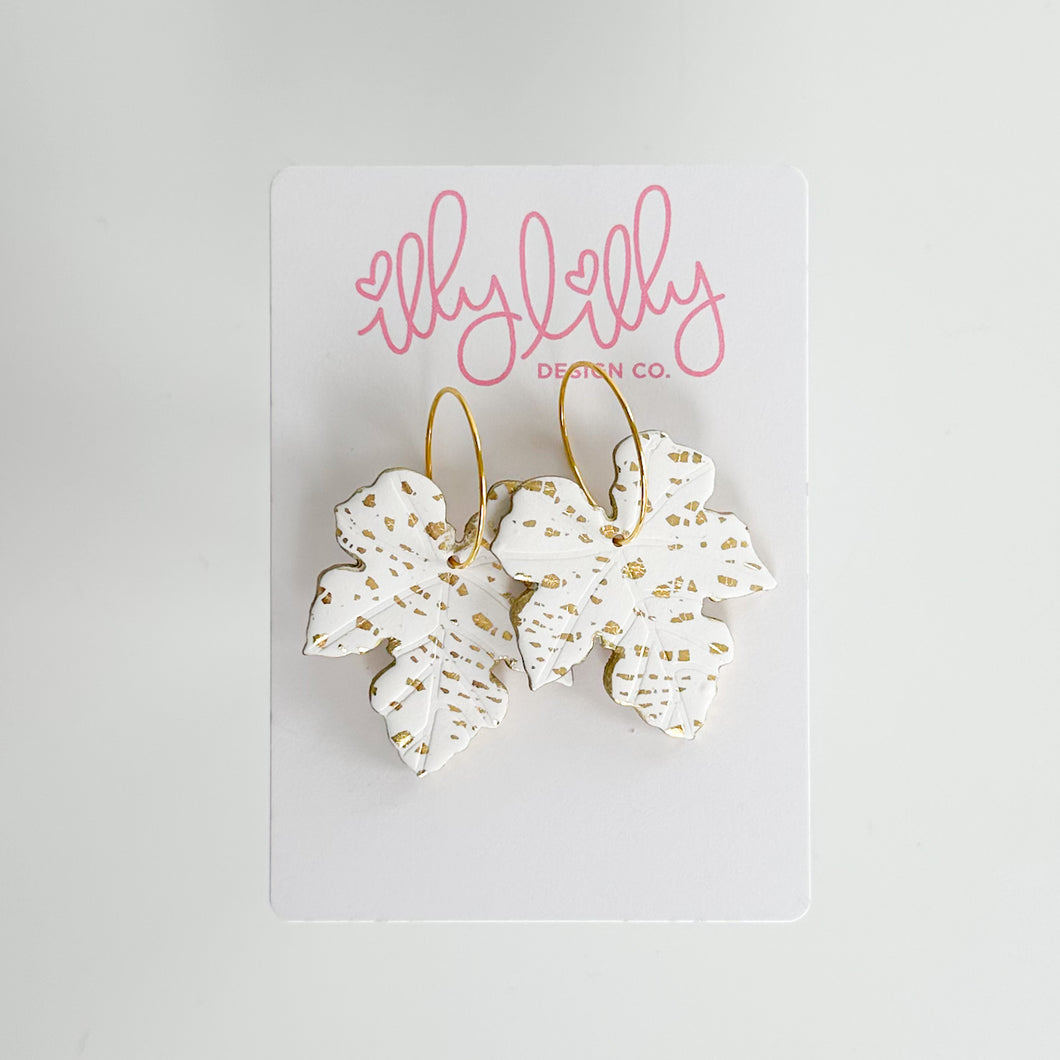 Gold Leaf Hoop Earrings