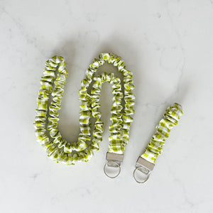 Green Gingham Scrunchie Lanyard and Keychain Set